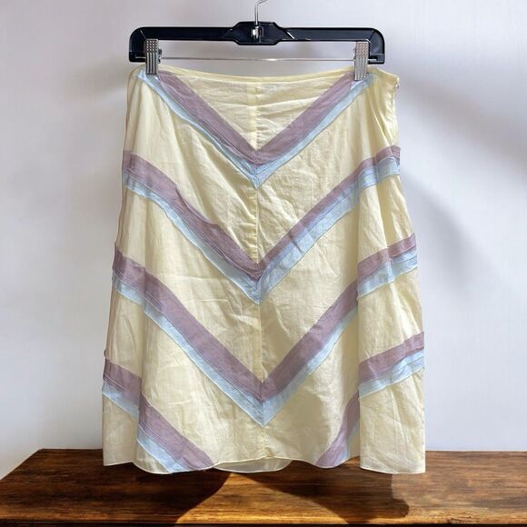 Free People 8 Boho Yellow Cotton Chevron Skirt - Picture 1 of 5